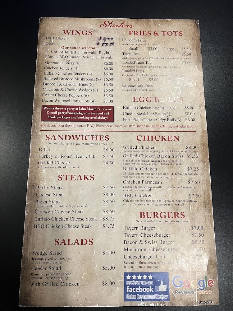 John Morton's Tavern Menu image 2